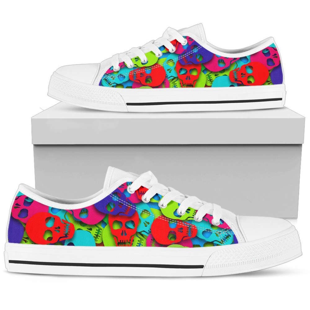 Stylish Colorful Skull Pattern Low Top Shoes, Low Top Designer Shoes, Low Top Sneakers Stylish Colorful Skull Pattern Low Top Shoes, Low Top Designer Shoes, Low Top Sneakers