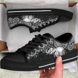 Stylish Elephant Paisley Canvas Print Low Top Shoes Black amp White Low Tops Low Top Sneakers 2 i0vb0p.jpg