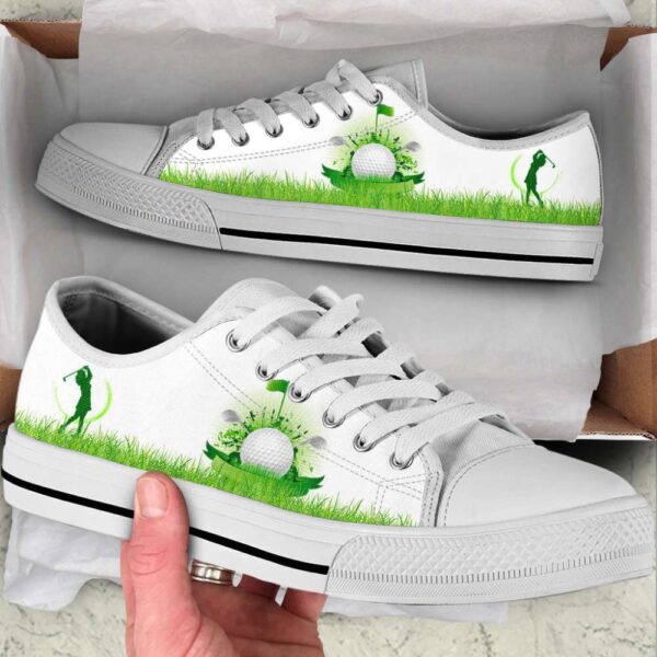 Stylish Golf Grass Green Canvas Print Low Top Shoes Trendy Fashion, Low Top Sneakers, Sneakers Low Top