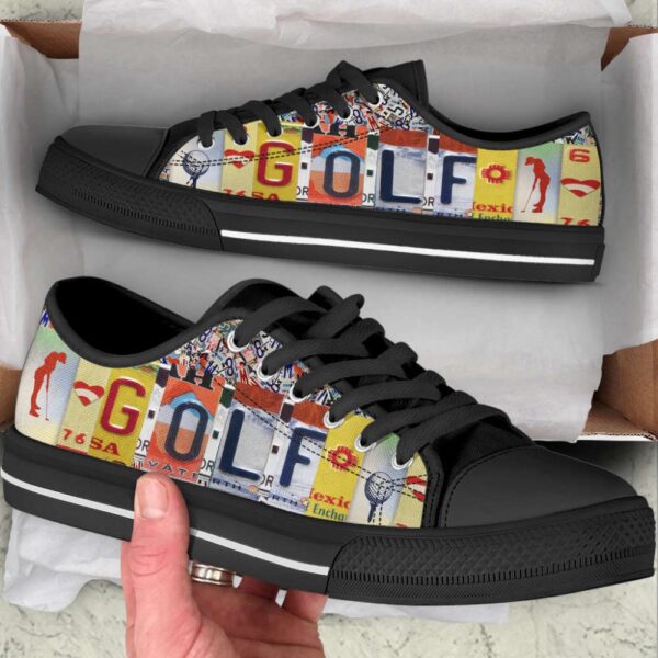Stylish Golf License Plates Canvas Print Lowtop Shoes, Low Top Sneakers, Sneakers Low Top