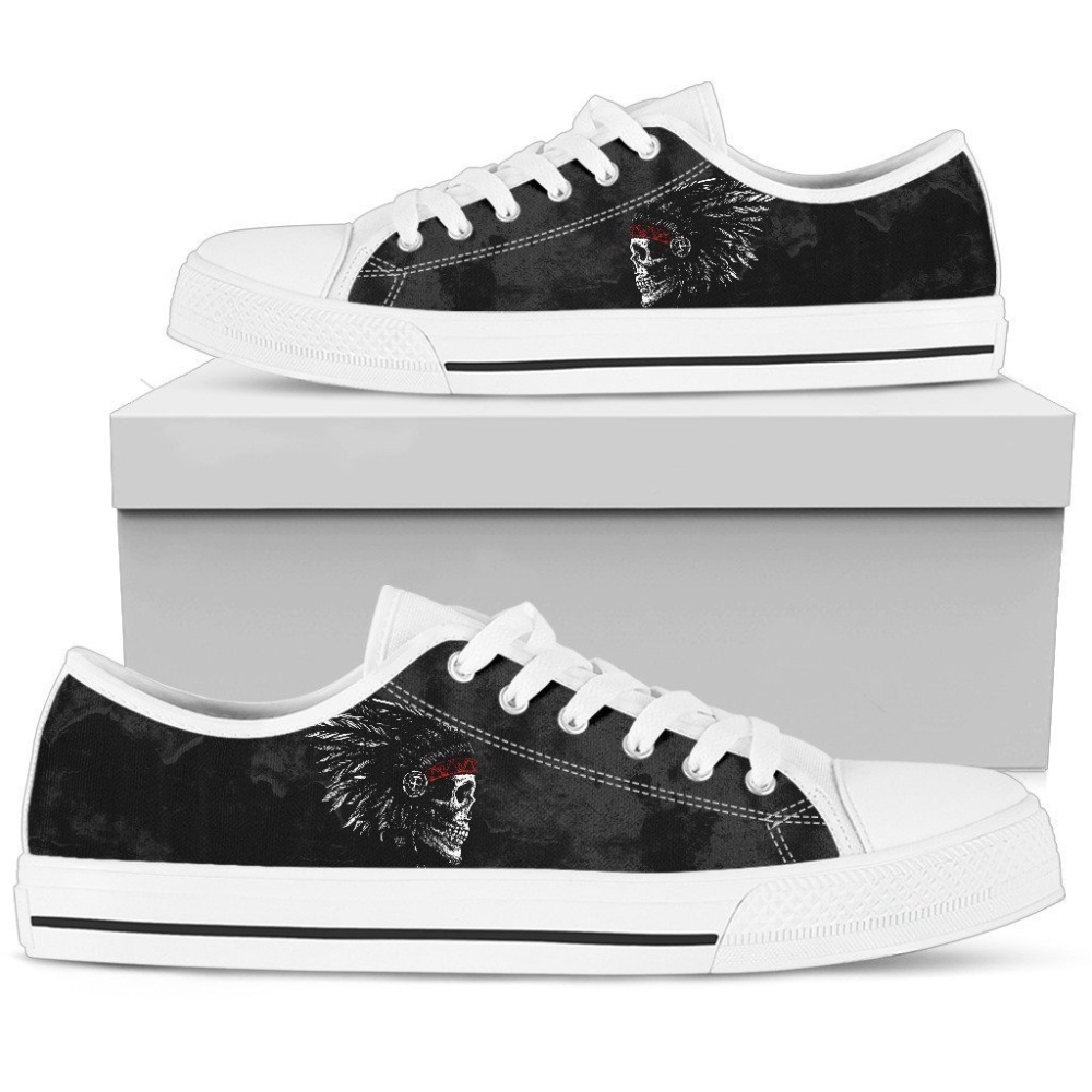 Stylish Native American Skull Low Top Shoes, Low Top Designer Shoes, Low Top Sneakers