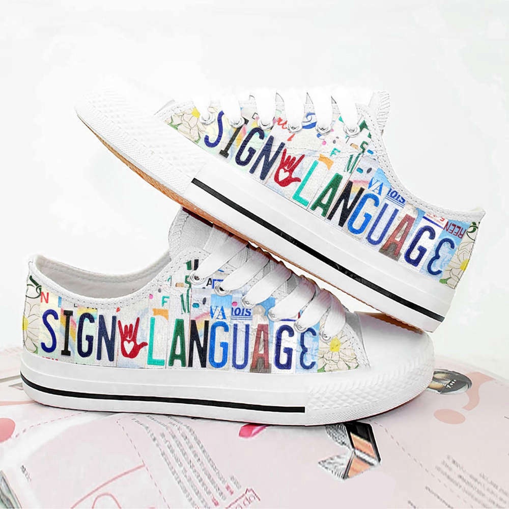 Stylish Sign Language Low Top Shoes, Low Top Designer Shoes, Low Top Sneakers Stylish Sign Language Low Top Shoes, Low Top Designer Shoes, Low Top Sneakers