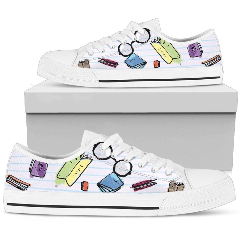 Stylish Women s Low Top Shoe Book Glasses, Low Top Designer Shoes, Low Top Sneakers