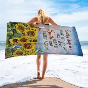 Sunflower Every Day Is A New Beginning Beach Towel Christian Beach Towel Beach Towel 2 vamb1s.jpg