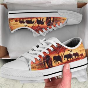 Sunset Elephants Painting Low Top Shoes Casual…