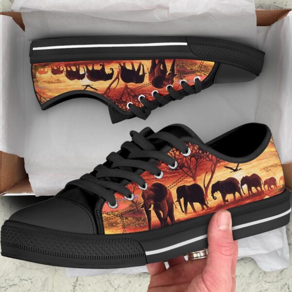 Sunset Elephants Painting Low Top Shoes Casual Shoes Gift For Adults, Low Tops, Low Top Sneakers