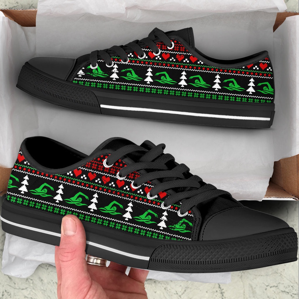 Swimming Symbol Christmas Low Top Shoes, Low Top Designer Shoes, Low Top Sneakers Swimming Symbol Christmas Low Top Shoes, Low Top Designer Shoes, Low Top Sneakers