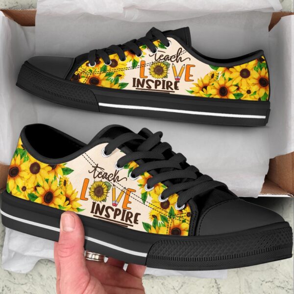 Teach Love Inspire Sunflower Low Top Shoes, Low Top Designer Shoes, Low Top Sneakers