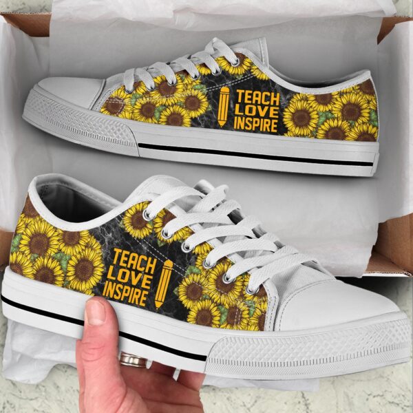 Teach Love Inspire Sunflower Vintage Low Top Shoes, Low Top Designer Shoes, Low Top Sneakers