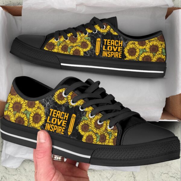 Teach Love Inspire Sunflower Vintage Low Top Shoes, Low Top Designer Shoes, Low Top Sneakers