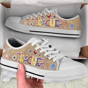 Teacher Colorful With Heart Low Top Shoes Low Top Designer Shoes Low Top Sneakers 1 lhmtxn.jpg