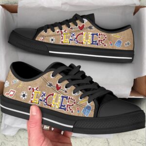 Teacher Colorful With Heart Low Top Shoes Low Top Designer Shoes Low Top Sneakers 2 fqqbbc.jpg