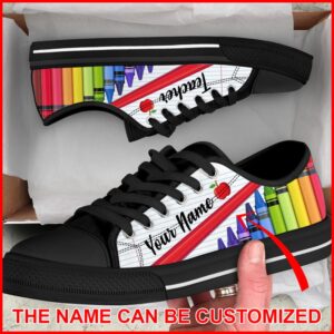 Teacher Crayon Color Paper Personalized Custom Low Top Shoes Low Top Designer Shoes Low Top Sneakers 2 ienrhs.jpg