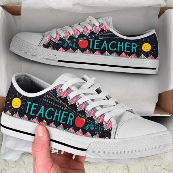 Teacher Crayon Zig Zag Black Low Top Shoes, Low Top Designer Shoes, Low Top Sneakers