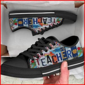 Teacher License Plates Canvas Low Top Shoes,…