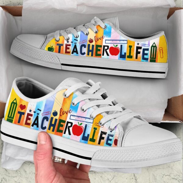 Teacher Pattern Stripe Color Low Top Shoes, Low Top Designer Shoes, Low Top Sneakers