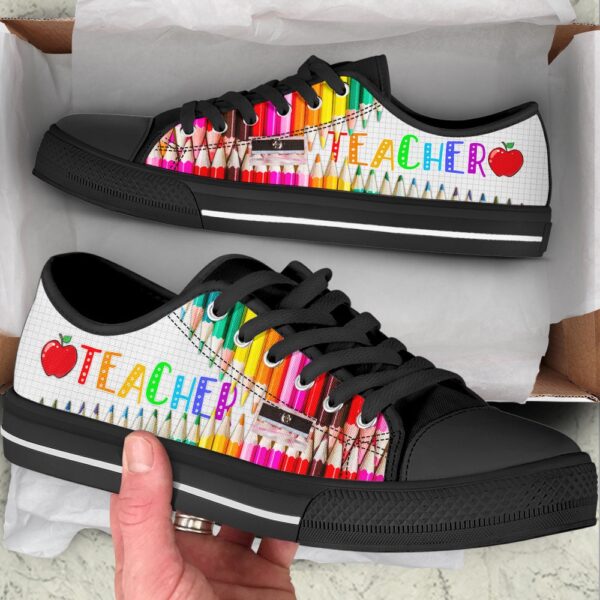 Teacher Pencil Zipper Low Top Shoes, Low Top Designer Shoes, Low Top Sneakers