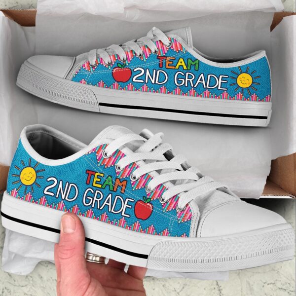 Team 2nd Grade Crayon Zig Zag Low Top Shoes, Low Top Designer Shoes, Low Top Sneakers