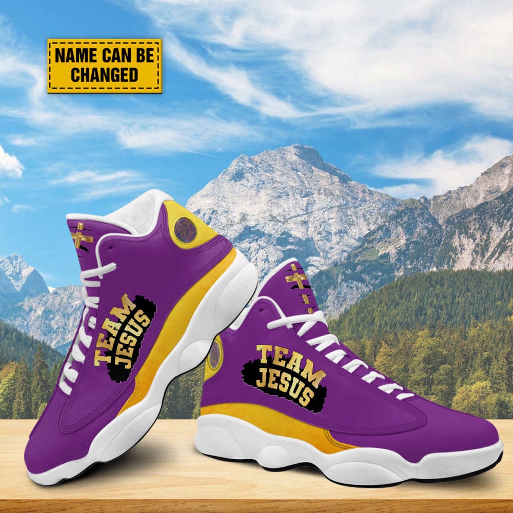 Team Jesus Customized Purple Jesus Basketball Shoes With Thick Soles, Christian Basketball Shoes, Basketball Shoes 2024