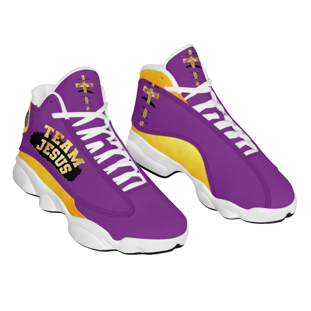 Team Jesus Customized Purple Jesus Basketball Shoes With Thick Soles, Christian Basketball Shoes, Basketball Shoes 2024