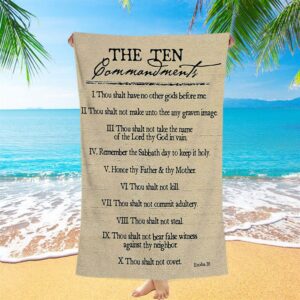 Ten Commandments Beach Towel, Christian Beach Towel,…