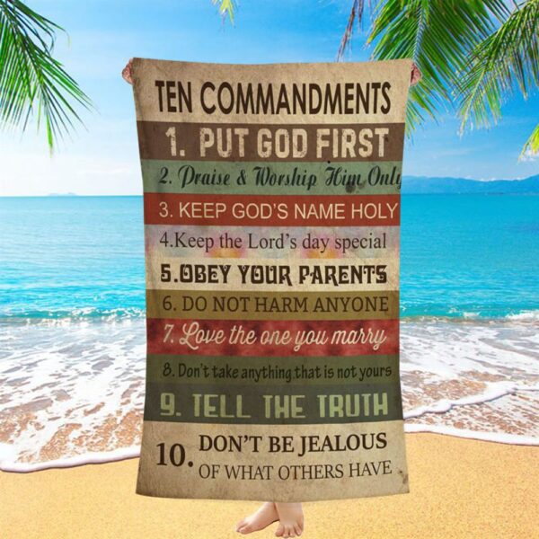 Ten Commandments, Christian Beach Towel, Beach Towel