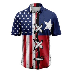 Texas American Flag Hawaiian Shirt, Texas Hawaii…