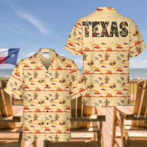 Texas Cowboy Cactus Texas Hawaiian Shirts, Texas…