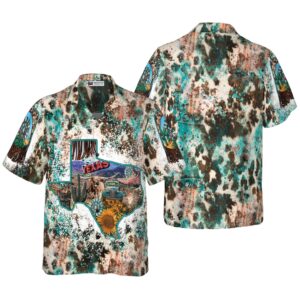 Texas Cowhide Map Hawaiian Shirt, Texas Hawaii…
