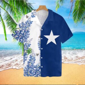 Texas Flag Bluebonnets Ver4 Tropical Hawaiian Shirt,…