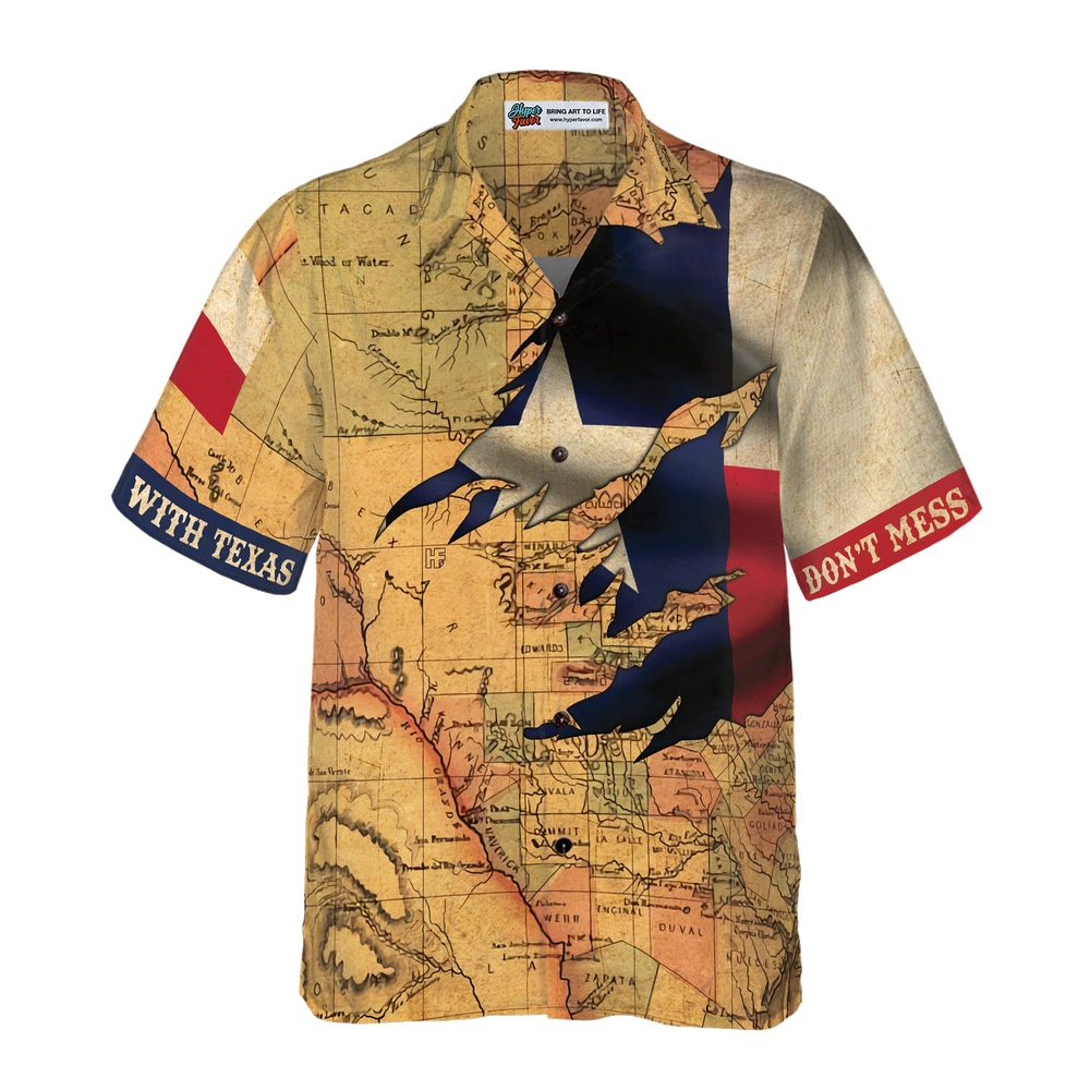 Texas Flag and Map Vintage Texas Hawaiian Shirts, Texas Hawaii Shirt, Texas Shirt