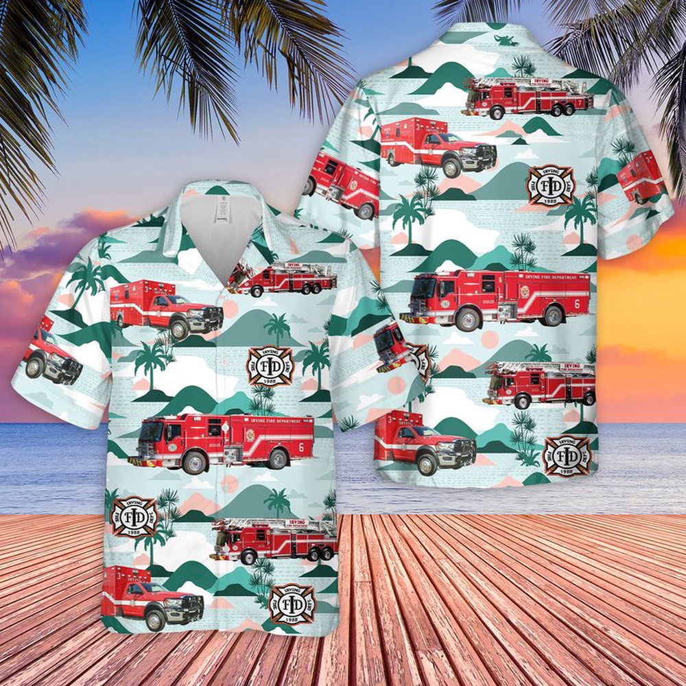 Texas Irving Fire Department Hawaiian Shirt, Texas Hawaii Shirt, Texas Shirt