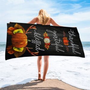 Thankful Grateful Blessed Christian Thanksgiving Beach Towel Christian Beach Towel Beach Towel 2 rldm2d.jpg