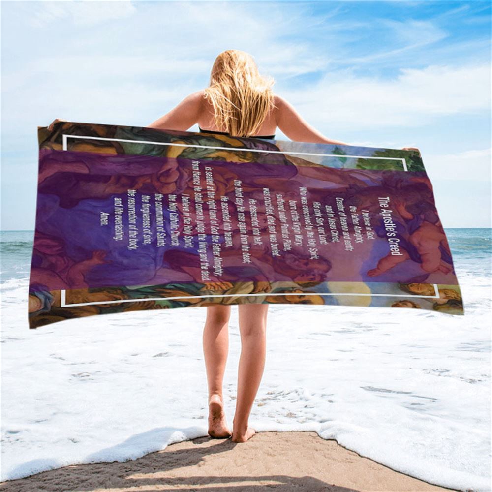 The Apostle’s Creed Beach Towel, Jesus Christ Surrounded By His Apostles, Christian Beach Towel, Beach Towel