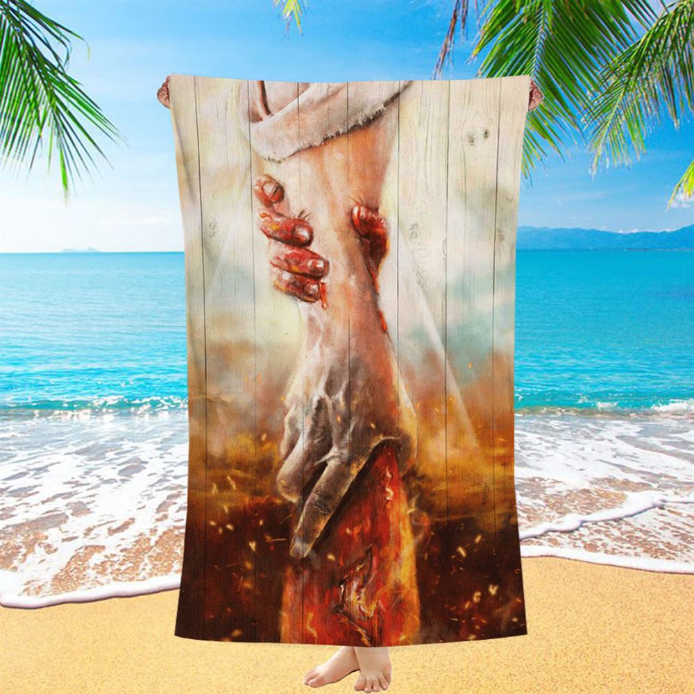 The Hand Of God Jesus Beach Towel, Christian Beach Towel, Beach Towel The Hand Of God Jesus Beach Towel, Christian Beach Towel, Beach Towel