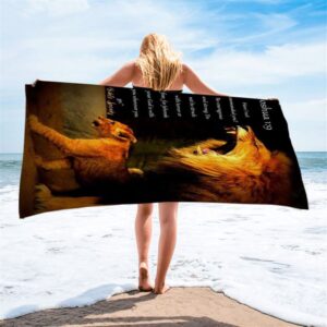The Lion Joshua 1 9 Beach Towel Christian Beach Towel Beach Towel 2 gnnasi.jpg