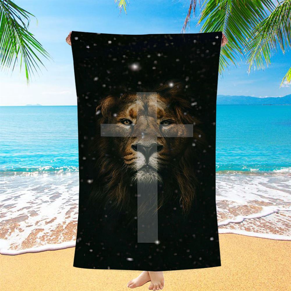 The Lion King Cross Beach Towel, Christian Beach Towel, Beach Towel The Lion King Cross Beach Towel, Christian Beach Towel, Beach Towel