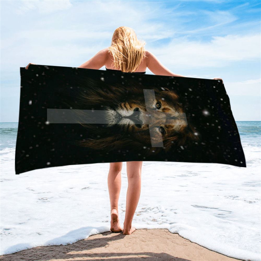 The Lion King Cross Beach Towel, Christian Beach Towel, Beach Towel The Lion King Cross Beach Towel, Christian Beach Towel, Beach Towel