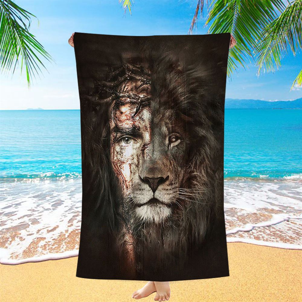 The Lion Of Judah The Perfect Combination Beach Towel, Christian Beach Towel, Beach Towel The Lion Of Judah The Perfect Combination Beach Towel, Christian Beach Towel, Beach Towel