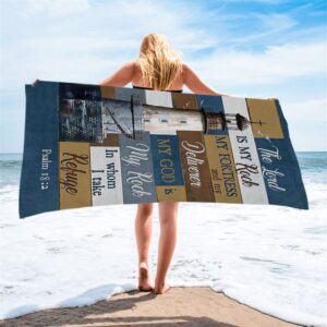 The Lord Is My Rock Lighthouse Wood Cross Beach Towel Christian Beach Towel Beach Towel 2 cu5y73.jpg