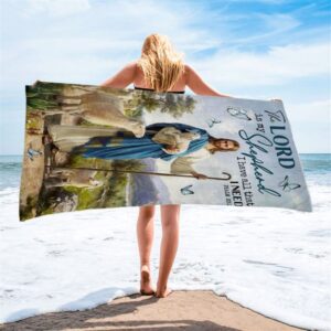 The Lord Is My Shepherd I Have All That I Need Walking With Lambs Jesus Beach Towel Christian Beach Towel Beach Towel 2 odgzi0.jpg