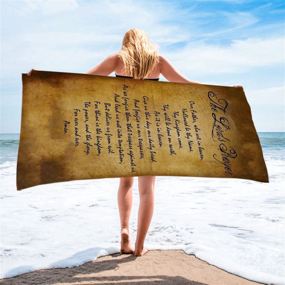 The Lord’s Prayer Matthew 6 9 13 Brown Beach Towel, Christian Beach Towel, Beach Towel The Lord’s Prayer Matthew 6 9 13 Brown Beach Towel, Christian Beach Towel, Beach Towel