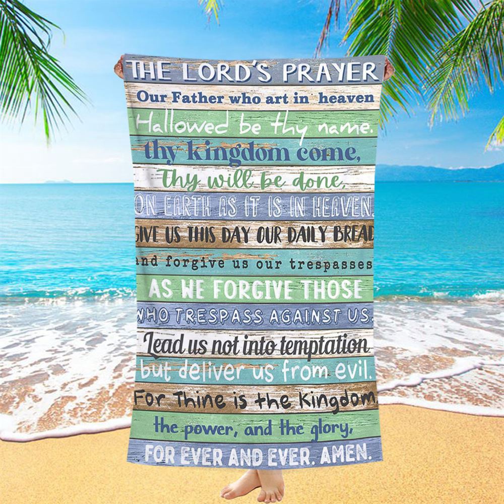 The Lords Prayer Beach Towel, Rustic Religious Beach Towel, Christian Beach Towel, Beach Towel The Lords Prayer Beach Towel, Rustic Religious Beach Towel, Christian Beach Towel, Beach Towel