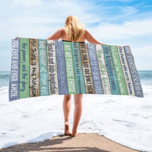 The Lords Prayer Beach Towel Rustic Religious Beach Towel Christian Beach Towel Beach Towel 2 ced31v.jpg