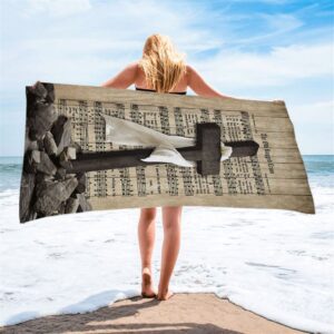 The Old Rugged Cross Beach Towel Black Cross White Silk Music Sheet Beach Towel Christian Beach Towel Beach Towel 2 c3qrvk.jpg