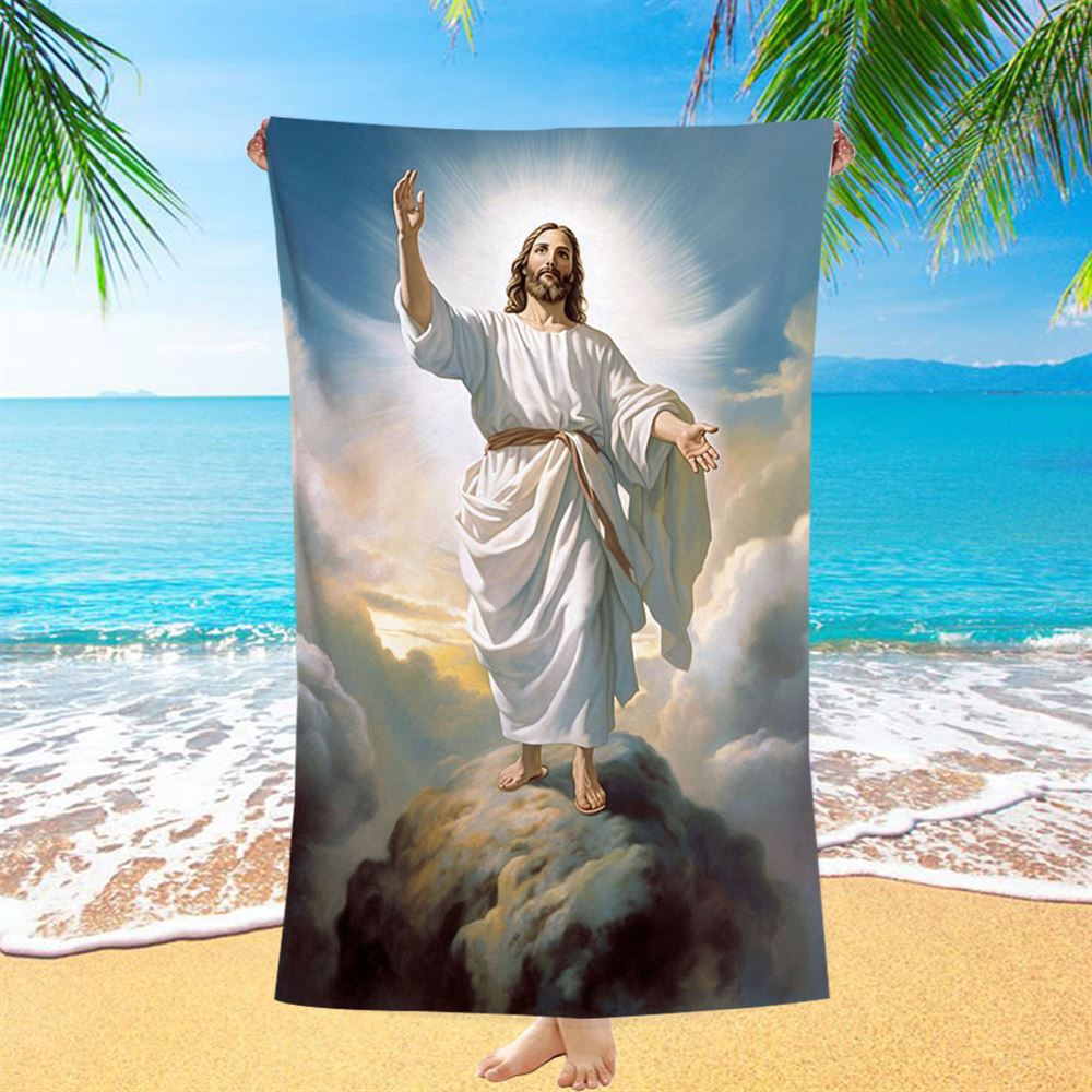 The Picture Of Jesus Creation Beach Towel, Christian Beach Towel, Beach Towel