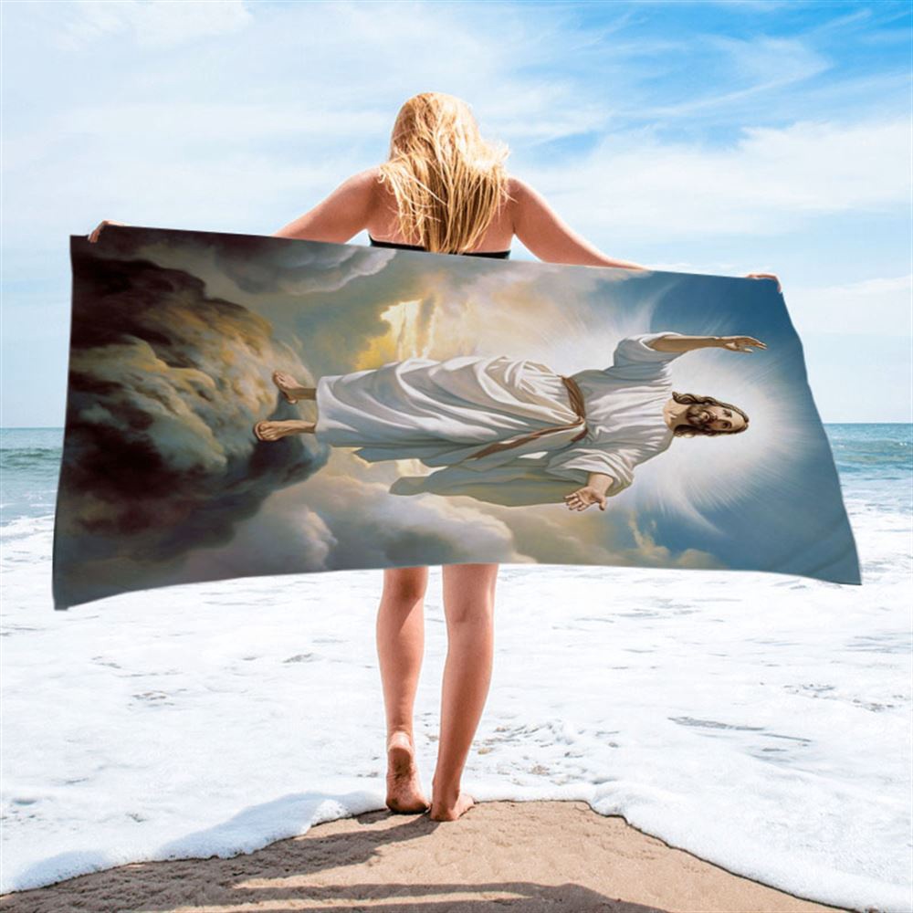 The Picture Of Jesus Creation Beach Towel, Christian Beach Towel, Beach Towel