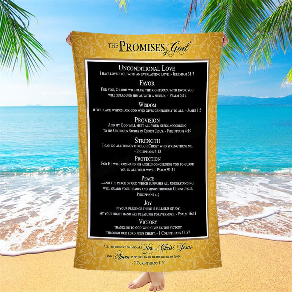 The Promises Of God Beach Towel, 2 Corinthians 1 20, Christian Beach Towel, Beach Towel The Promises Of God Beach Towel, 2 Corinthians 1 20, Christian Beach Towel, Beach Towel