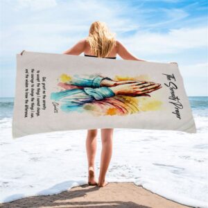The Serenity Prayer Praying Hands Personalized Beach Towel Bible Verse Gift For Women Of God Christian Beach Towel 2 pk9coi.jpg