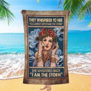 They Whispered To Her Hippie Girl Flower Wreath Beach Towel Christian Beach Towel Beach Towel 1 tbuq5x.jpg